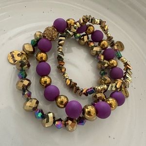 New erimish purple gold bracelet set of three boutique trendy